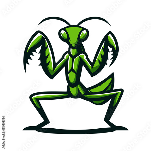 Mantis Mascot Character In KungFu Pose, Cute Vector Mascot