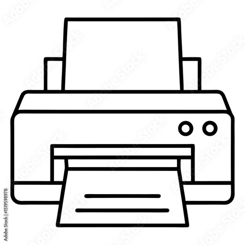 Simple line drawing of a printer icon for office and technology designs