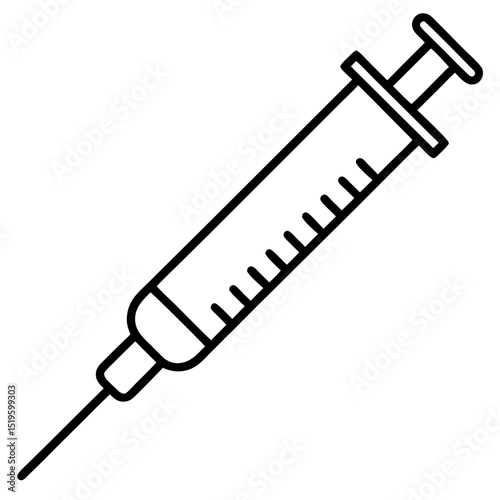 Plastic medical syringe with needle for injection and vaccination