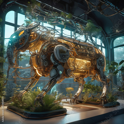Interior Visualization of a Bio-Mechanical Zoo: A Futuristic Concept for Mechanical Menagerie Enthusiasts