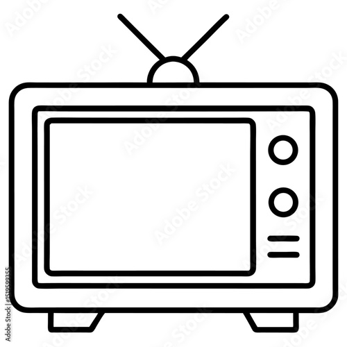 Vintage compact silver television screen with a blank display, a retro digital video equipment icon