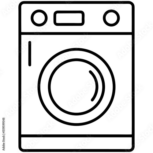 White isolated vector icon of a front-loading washing machine, perfect for laundry and household appliance illustrations
