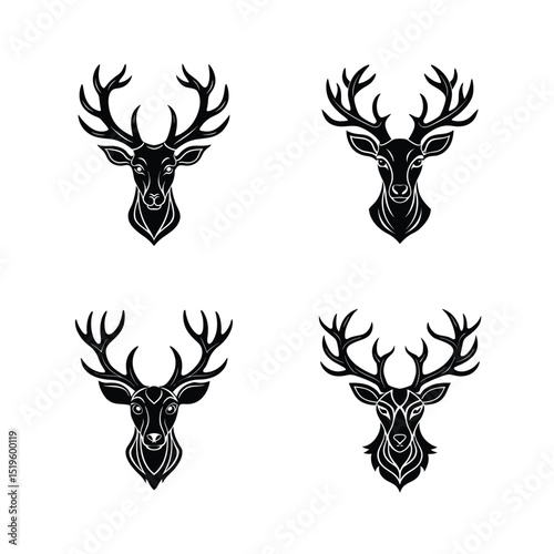 Reindeer head vector silhouette bundle