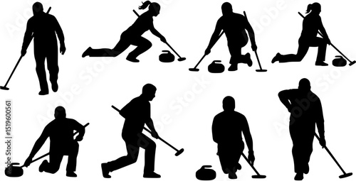 Vector curling sport silhouette
