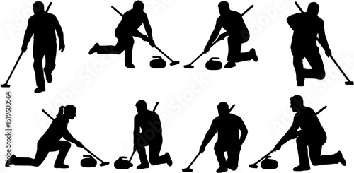 Vector curling sport silhouette

