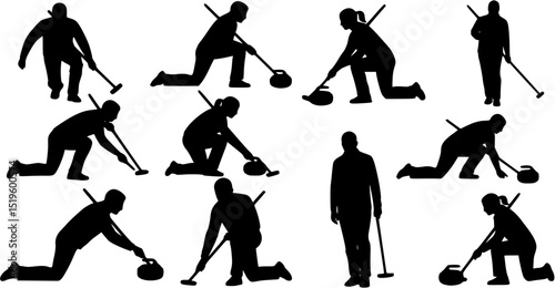 Vector curling sport silhouette
