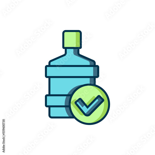 Filled outline Big bottle with clean water icon isolated on white background. Plastic container for the cooler. Flat filled outline style with shadow. Vector