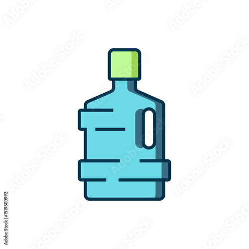 Filled outline Big bottle with clean water icon isolated on white background. Plastic container for the cooler. Flat filled outline style with shadow. Vector