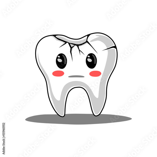 cracked tooth illustration vector,
