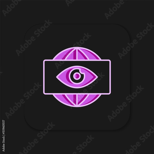 Filled outline Big brother electronic eye icon isolated on black background. Global surveillance technology, computer systems and networks security. Flat filled outline style with shadow. Vector