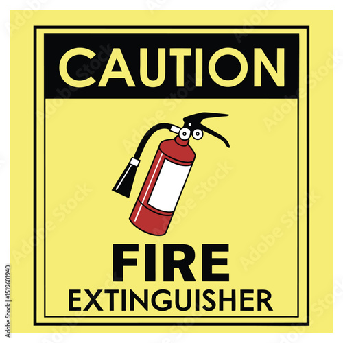 Yellow Fire Extinguisher Warning Sign Printable Safety Alert Graphic
