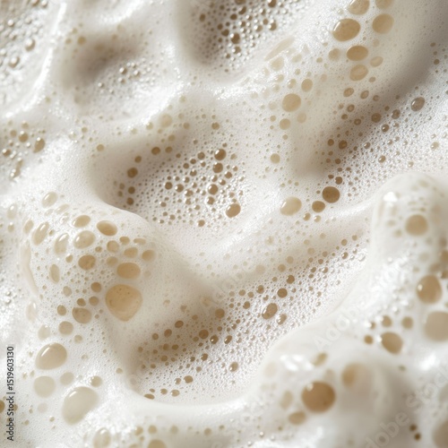 Captivating macro view of delicate foam texture resembling soothing skincare on skin or tile surface