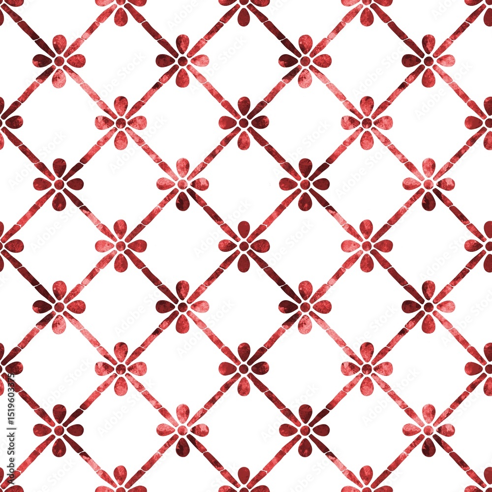 Naklejka premium colorful seamless pattern, red geometric elements on white background