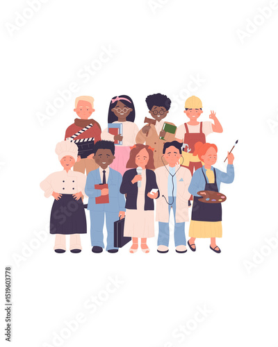 Diverse Group of Professionals Representing Various Careers and Occupations