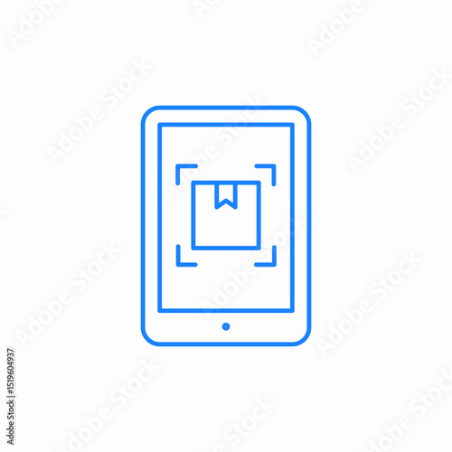 tablet scanning box delivery icon sign vector