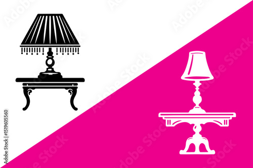 Elegant Table Lamp and Side Table Vector Illustration