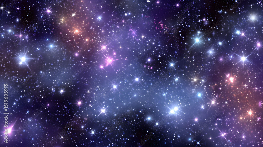 Fototapeta premium Vibrant Hues of a Starry Night Sky Glowing Lights and Cosmic Wallpaper