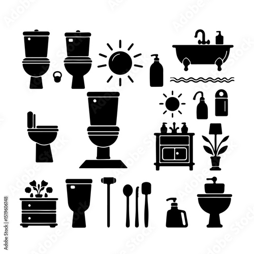 set of toilet  Silhouette , toilet  Silhouette