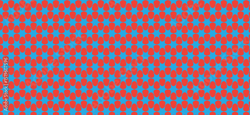 Repeating red and blue abstract geometric pattern