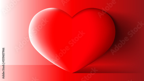 Stylized three-dimensional heart artwork in red isolate on soft gradient backgrounds Perfect for Valentine Day romance or love-themed banners header wallpaper graphic layout
