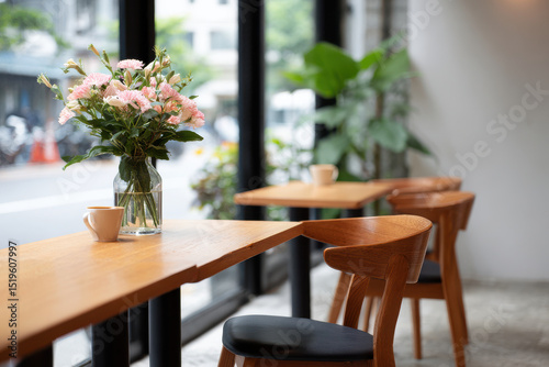 charming europeanstyle street cafe with simple walls featuring eyecatching light fixture as focal point photo