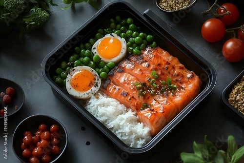 minimal matte black meal box of sleek packaging for fitness and high-protein meals
