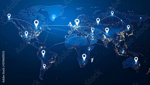 Fototapeta Naklejka Na Ścianę i Meble -  Global Network Connectivity: A Visual Representation of Worldwide Interconnections