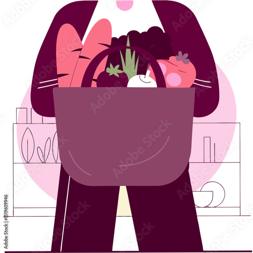 Organic vegetable grower health lover healthy food Minimal Vector Roundish Flat
