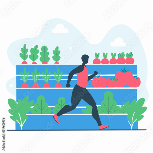 Organic vegetable grower health lover healthy food Minimal Vector Roundish Flat