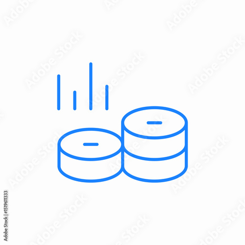 coins minus chart icon sign vector