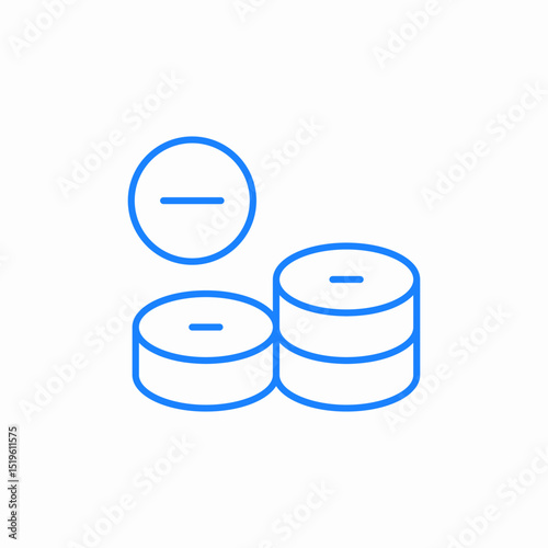 coins minus only icon sign vector