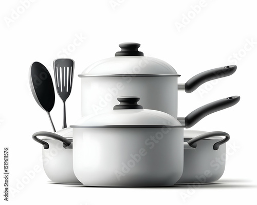 White Cookware Set With Utensils