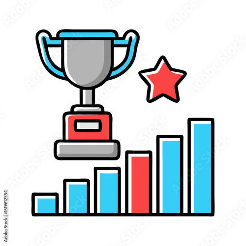 Trophy and chart symbolizing achievement.