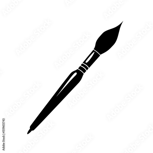 Black Paintbrush Icon with Pointed Bristles for Artistic Design