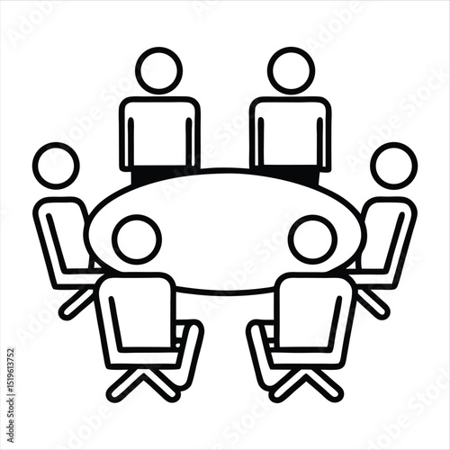 Simple meeting icon six people isolated on white background