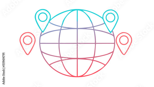 Global connectivity represented through a stylized face and location markers on a colorful grid background