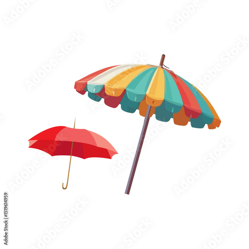 Vector colorful beach umbrella icon. Cute flat parasol illustration isolated on white background. Vacation cartoon clipart