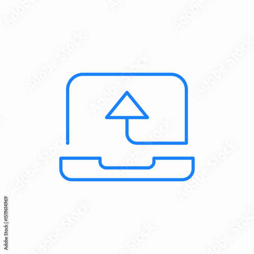 laptop upload icon sign vector