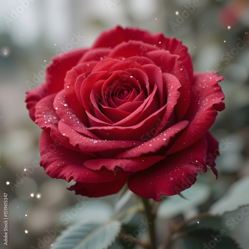 red rose with water drops