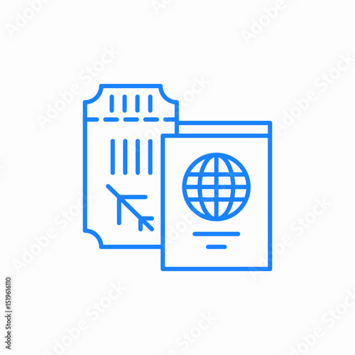 passport ticket travel icon sign vector