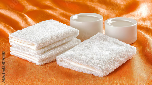White Towels On Orange Background