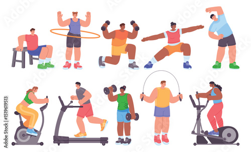 Fitness People Exercising flat Original Set