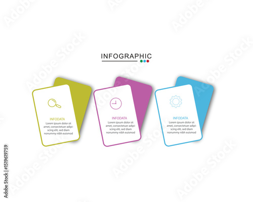 3 Steps Infographics Design Template - Graph, Pie chart, workflow layout, squire diagram, brochure, report, presentation, web design Editable Vector	