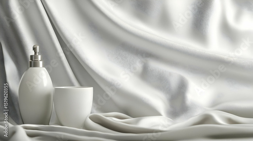 White Fabric Drape With Ceramic Accessories