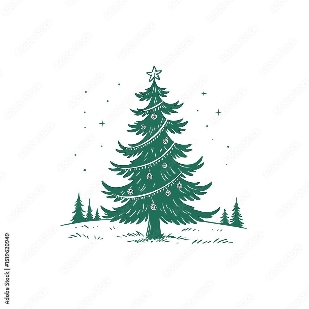 Fototapeta premium christmas tree on white background