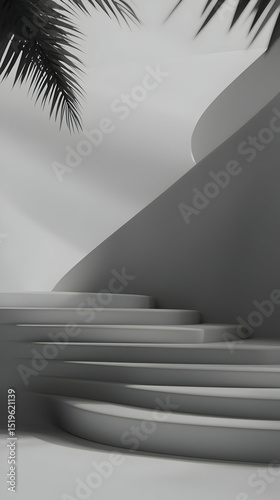 Stylish White And Gray Geometric Stairs Design