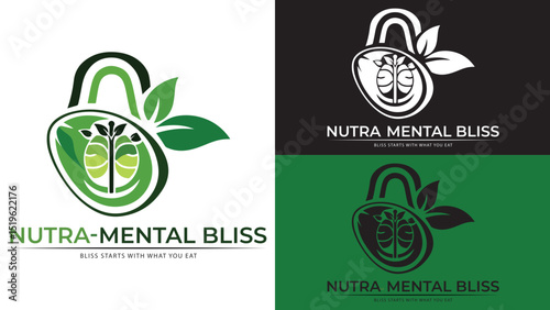 Nutritionist logo, leaf logo, healthy diet, dietitian logo, avocado logo