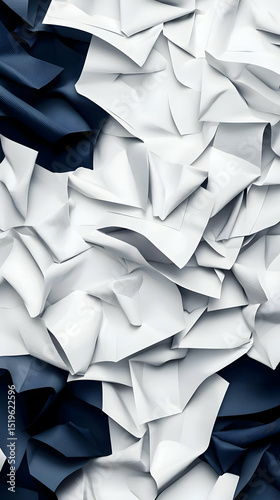 Abstract Geometric Pattern With White And Dark Blue Shapes