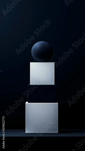 Geometric Composition With Sphere And Cubes