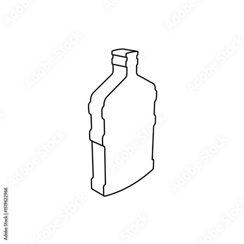 The outline of a large a large bottle of water symbol is made with black lines. 3D view of the object in perspective. Vector illustration on white background